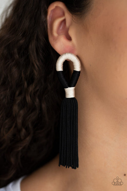 Moroccan Mambo Black Tassel Earring - Paparazzi Accessories