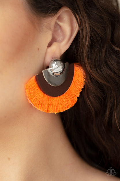 Fan The FLAMBOYANCE Orange Earring - Paparazzi Accessories