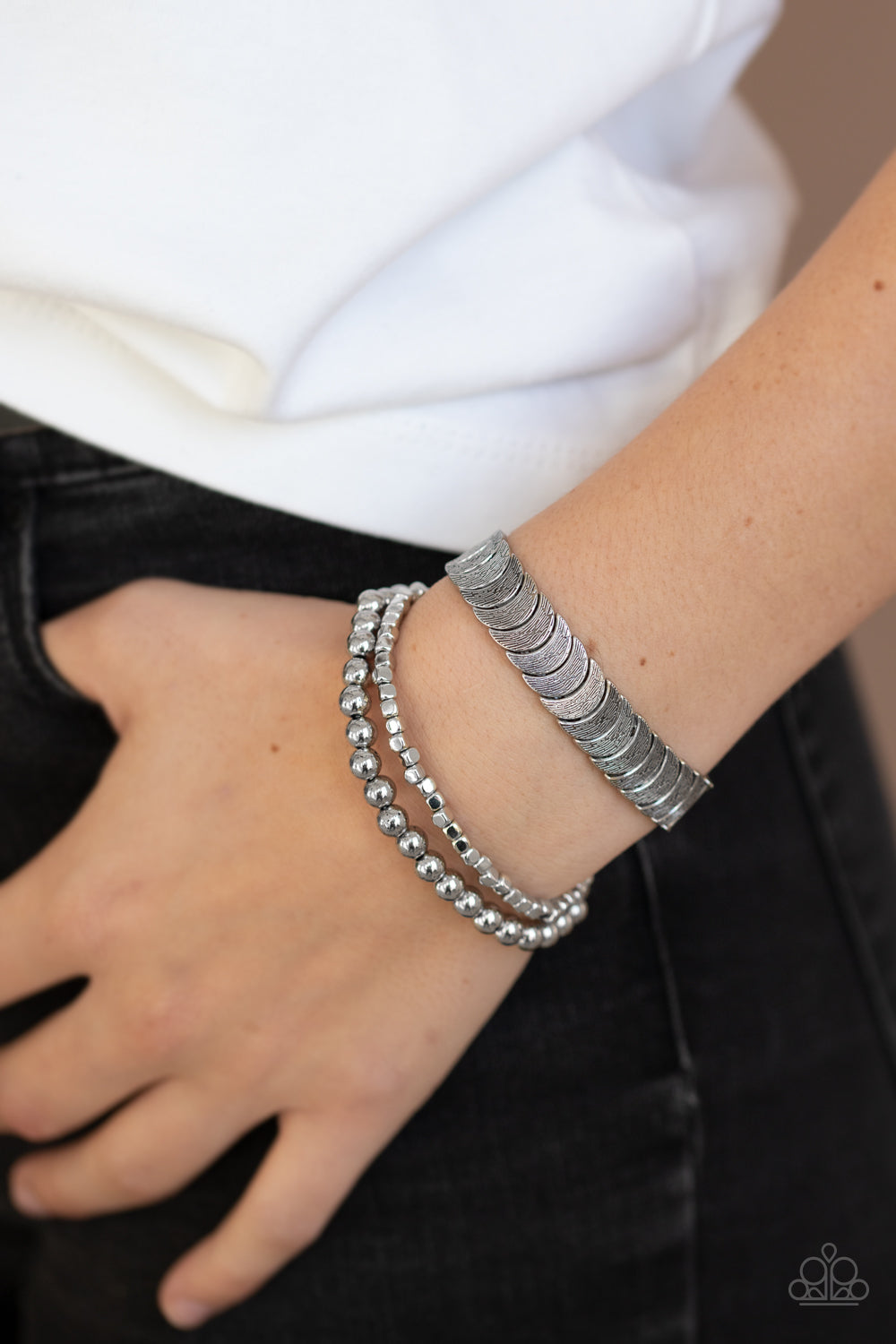 LAYER It On Me Silver Bracelet - Paparazzi Accessories