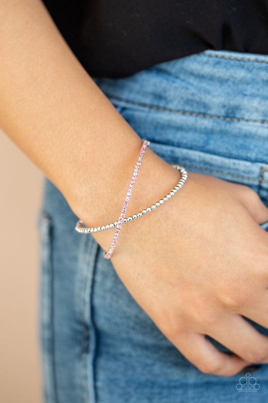 Chicly Crisscrossed Pink Cuff Bracelet - Paparazzi Accessories