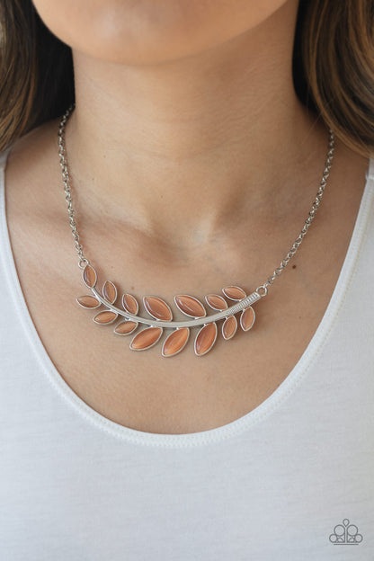 Frosted Foliage Orange Necklace - Paparazzi Accessories