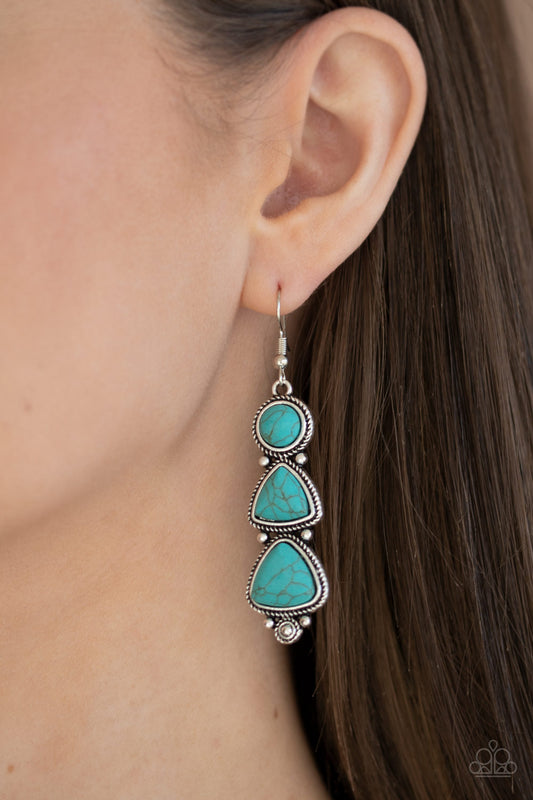 New Frontier Blue Earring - Paparazzi Accessories