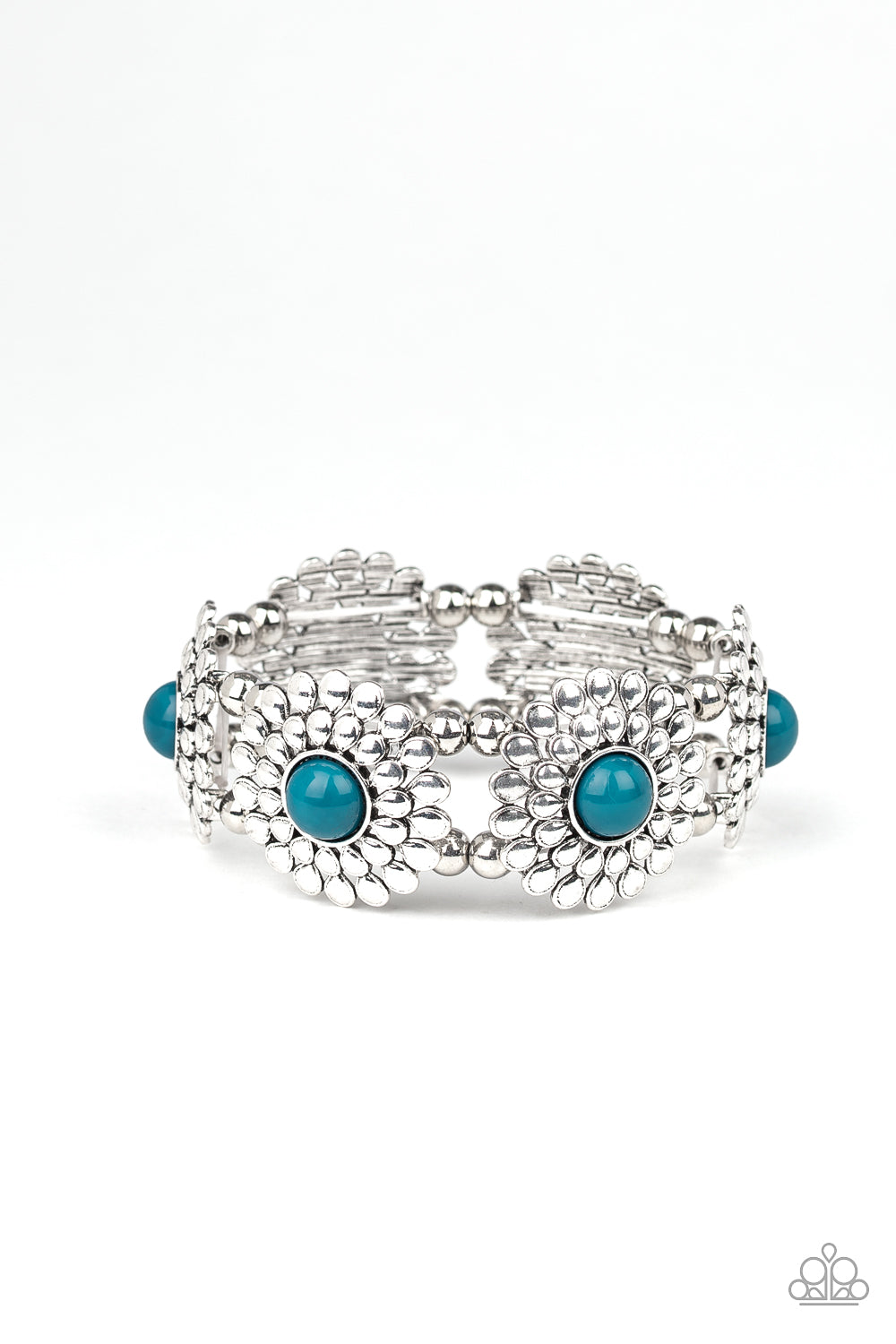 Bountiful Blossoms Blue Bracelet - Paparazzi Accessories