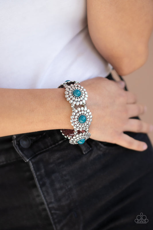 Bountiful Blossoms Blue Bracelet - Paparazzi Accessories