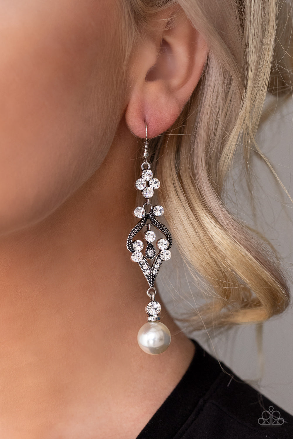 Elegantly Extravagant White Earring - Paparazzi Accessories