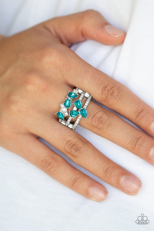 Blink Back TIERS Blue Ring - Paparazzi Accessories