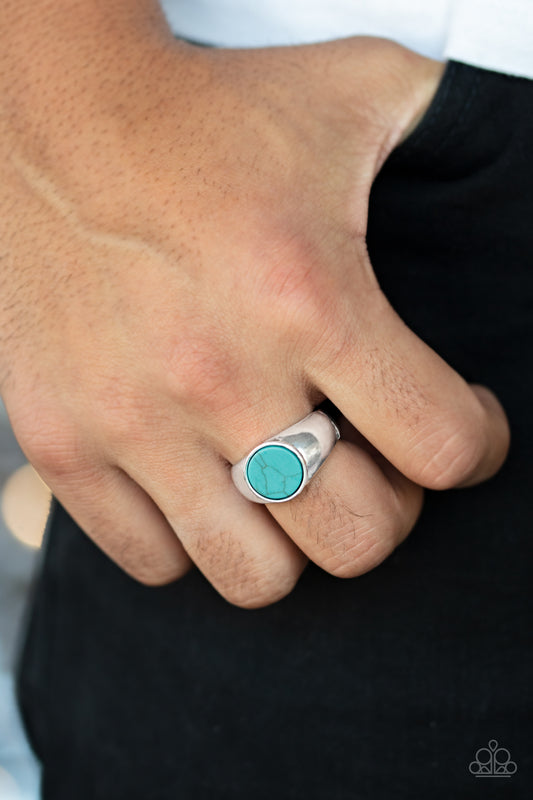 Carbon Print Blue Urban Ring - Paparazzi Accessories