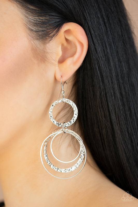 Eclipsed Edge Silver Earring - Paparazzi Accessories