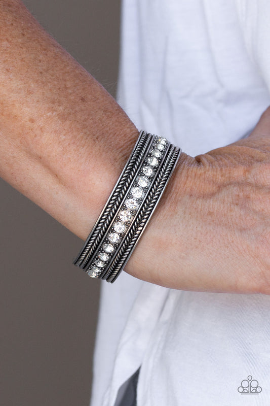 Empress Etiquette White Cuff Bracelet - Paparazzi Accessories