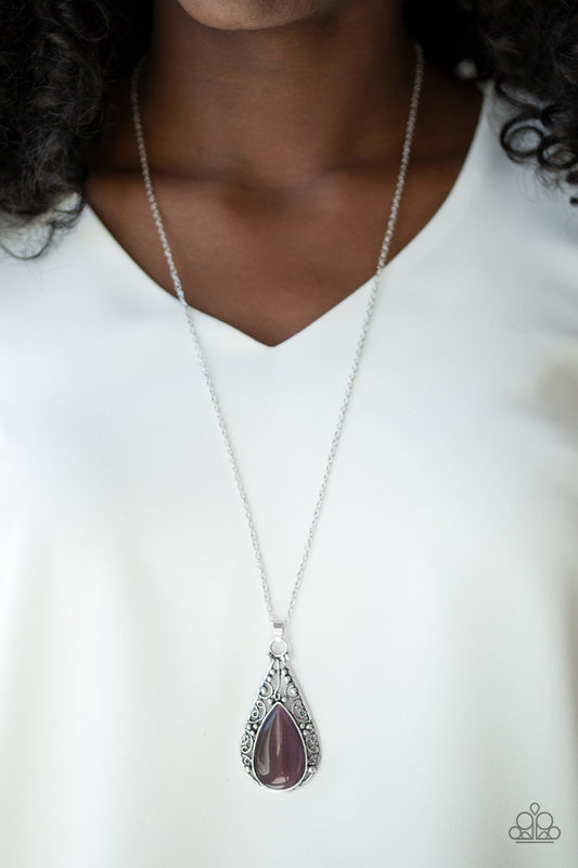 Enchanted Eden Purple Cat's Eye Necklace - Paparazzi Accessories