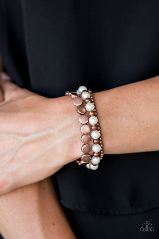 Girly Girl Glamour Copper Bracelet - Paparazzi Accessories