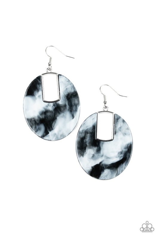 Haute Heiress Black Acrylic Earring - Paparazzi Accessories - jazzy-jewels-gems