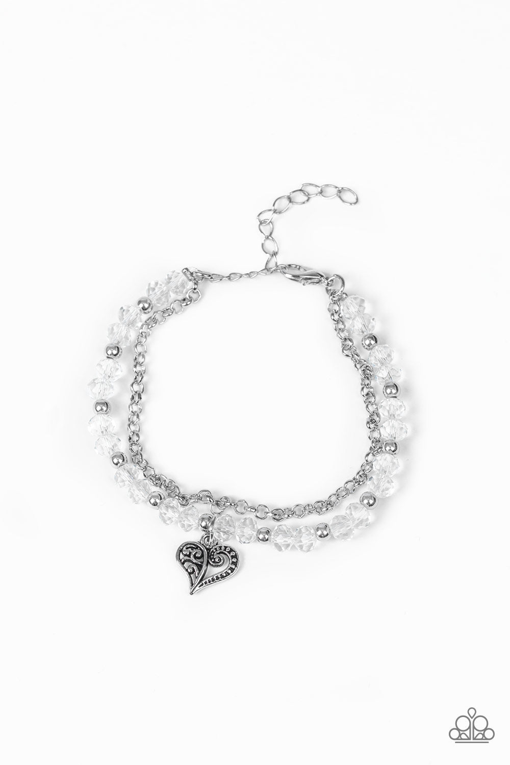 Rare Romance White Bracelet - Paparazzi Accessories - jazzy-jewels-gems