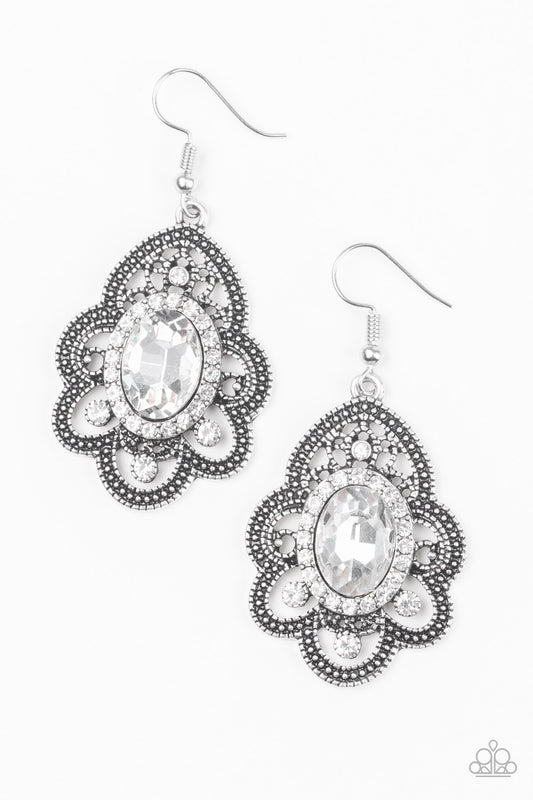 Reign Supreme White Earring - Paparazzi Accessories