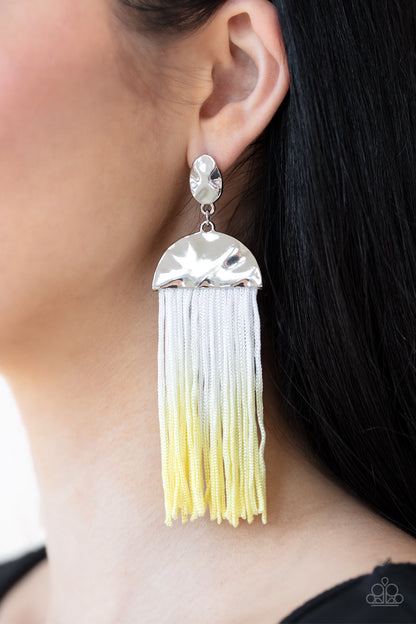 Rope Them In Yellow Tassel Earring - Paparazzi Accessories