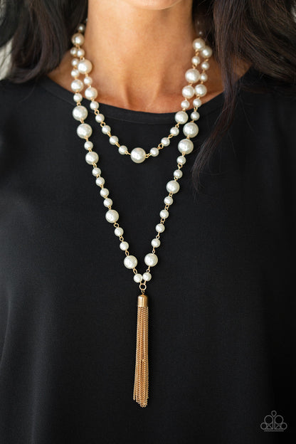 Social Hour Gold Pearl Necklace - Paparazzi Accessories