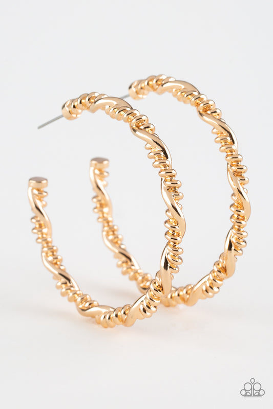 Street Mod Gold Hoop Earring - Paparazzi Accessories - jazzy-jewels-gems