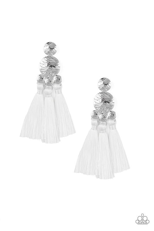 Taj Mahal Tourist White Tassel Earring - Paparazzi Accessories - jazzy-jewels-gems