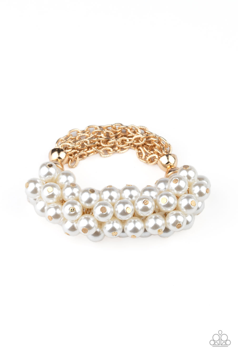 Up Class Clash Gold Pearl Bracelet - Paparazzi Accessories