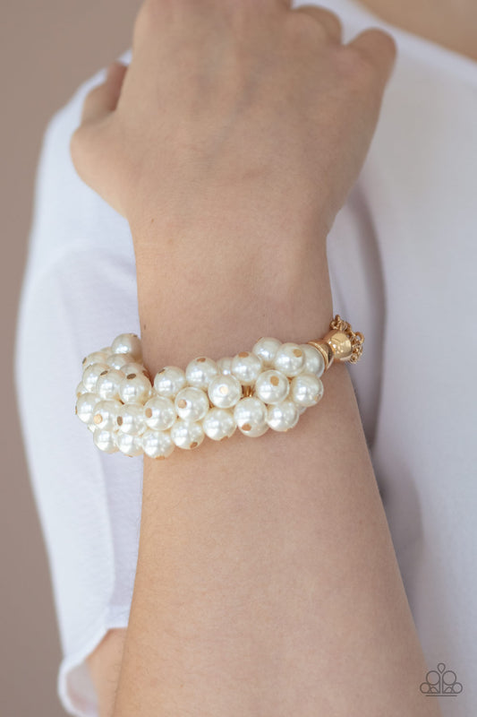 Up Class Clash Gold Pearl Bracelet - Paparazzi Accessories