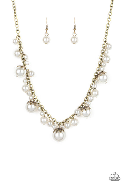 Uptown Pearls Brass Necklace - Paparazzi Accessories