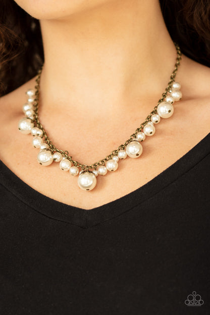 Uptown Pearls Brass Necklace - Paparazzi Accessories