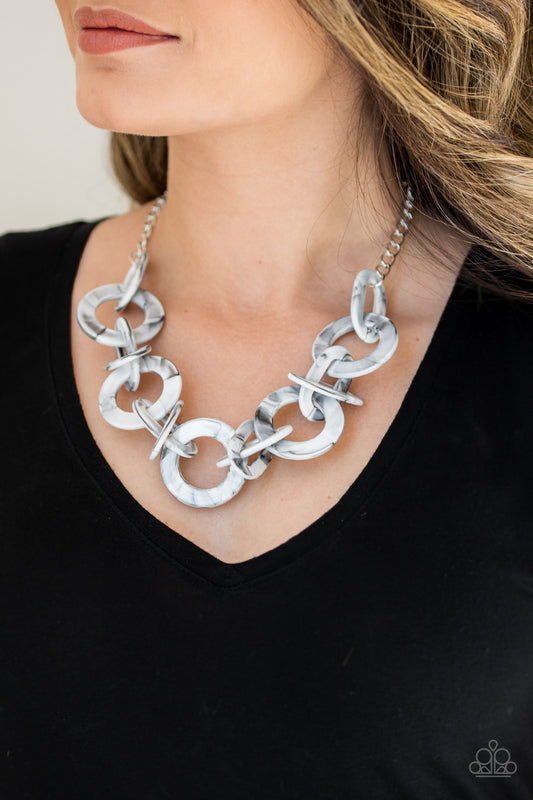 Chromatic Charm Silver Necklace - Paparazzi Accessories - jazzy-jewels-gems