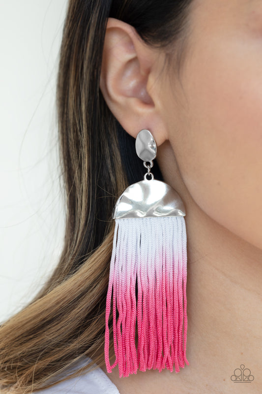 Rope Them In Pink Earring - Paparazzi Accessories