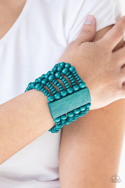 Dont Stop BELIZE-ing Blue Wooden Bracelet - Paparazzi Accessories