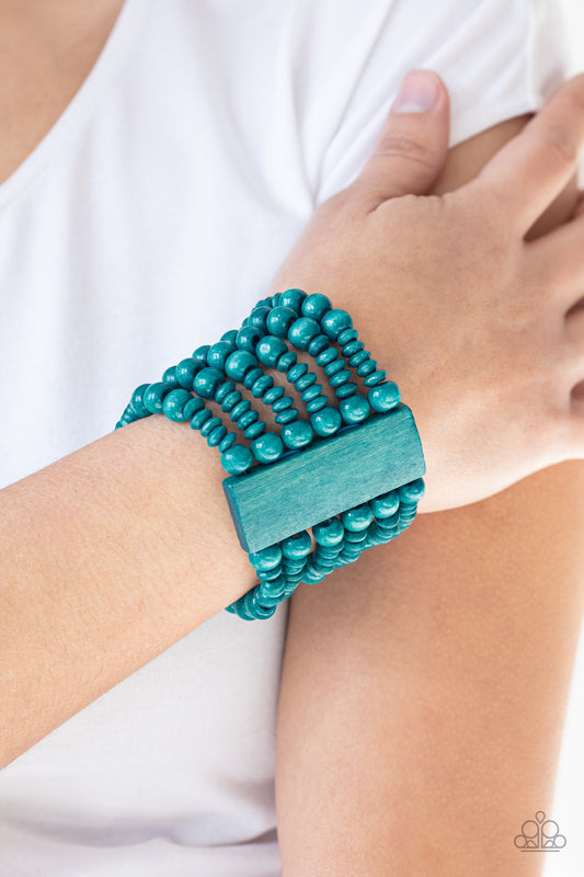 Dont Stop BELIZE-ing Blue Wooden Bracelet - Paparazzi Accessories