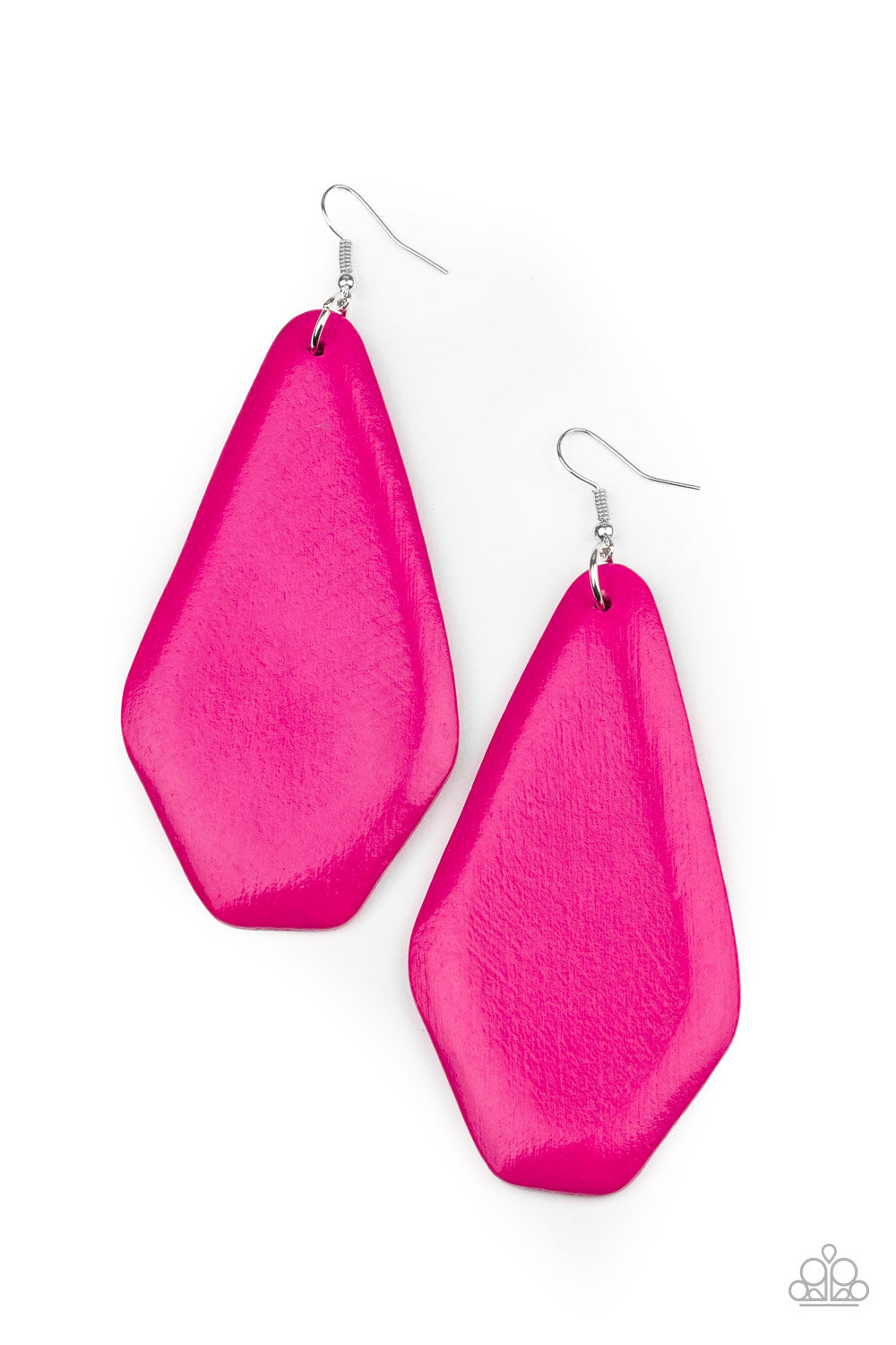 Vacation Ready Pink Wooden Earring - Paparazzi Accessories