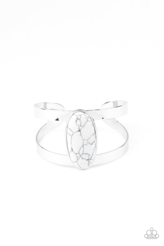 Quarry Queen White Cuff Bracelet - Paparazzi Accessories