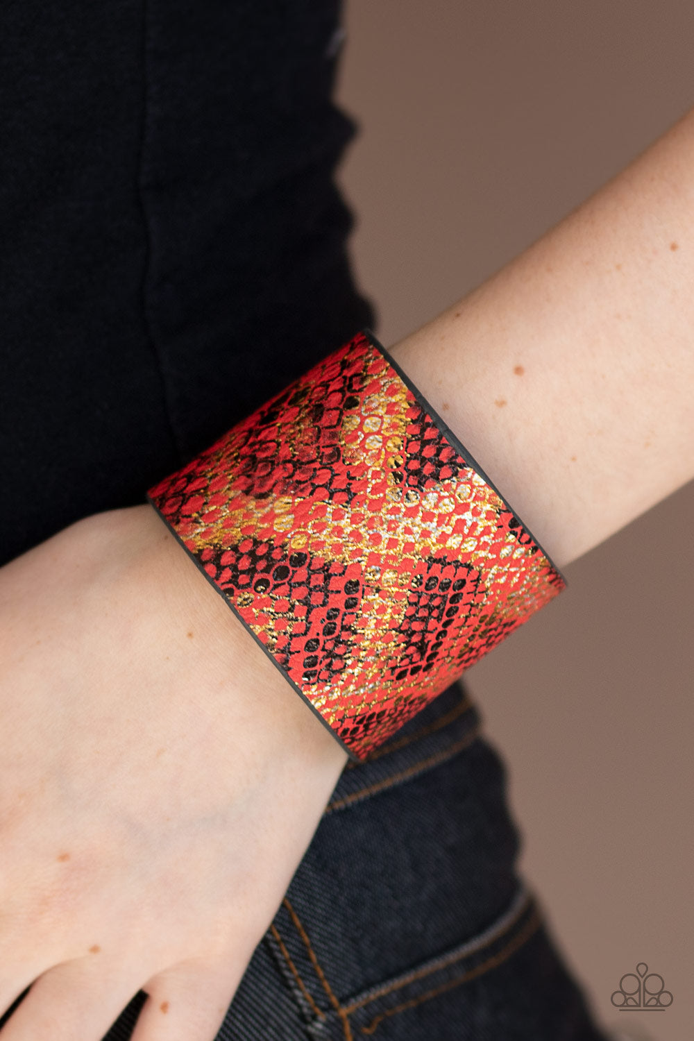 Serpent Shimmer Red Wrap Bracelet - Paparazzi Accessories