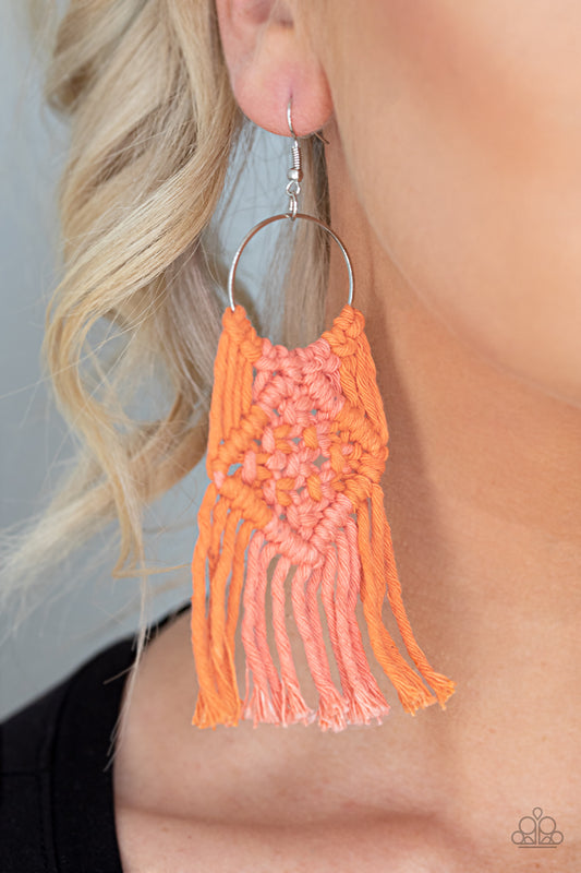 Macrame Rainbow Orange Earring - Paparazzi Accessories