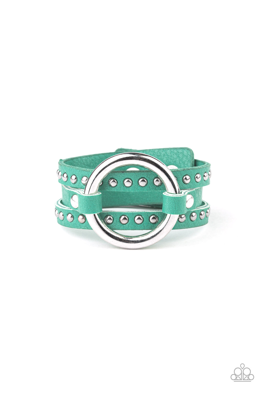 Studded Statement-Maker Green Bracelet - Paparazzi Accessories