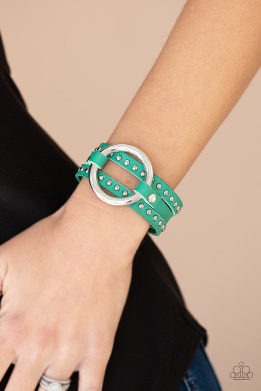 Studded Statement-Maker Green Bracelet - Paparazzi Accessories
