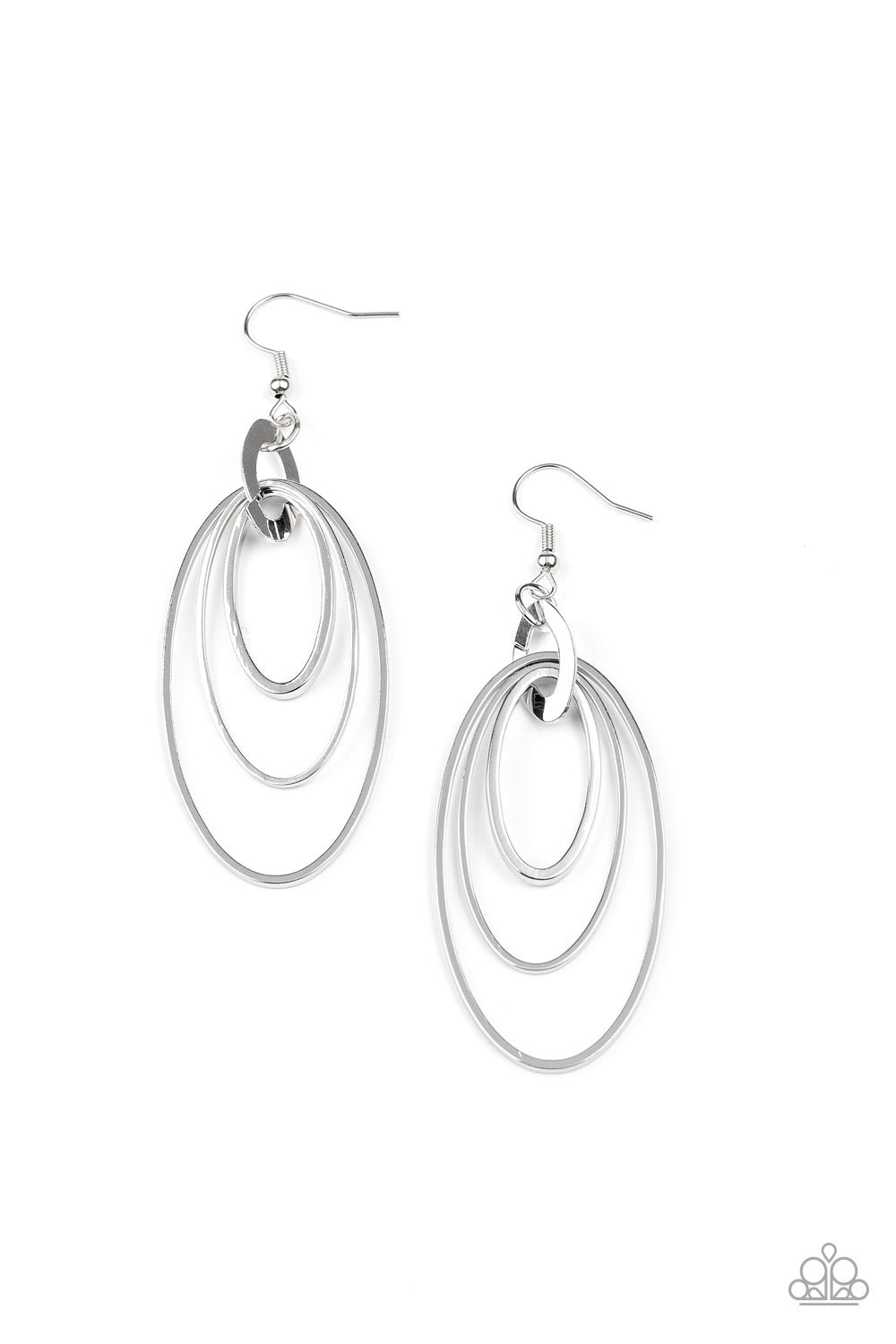 Shimmer Surge Silver Earring - Paparazzi Accessories