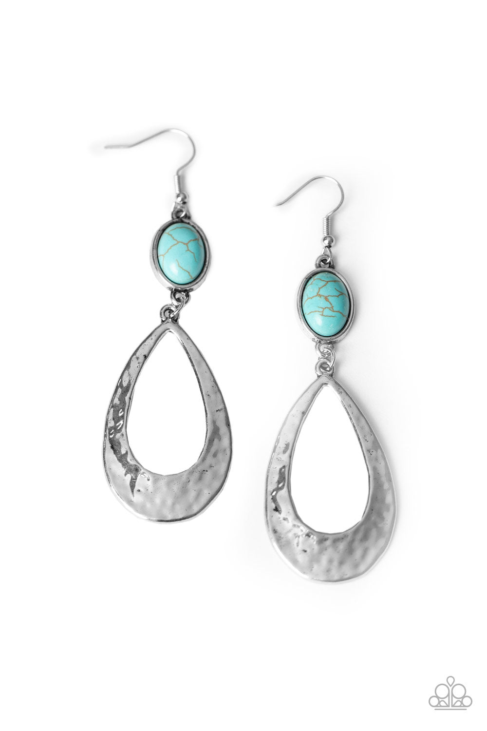 Badlands Baby Blue Earring - Paparazzi Accessories