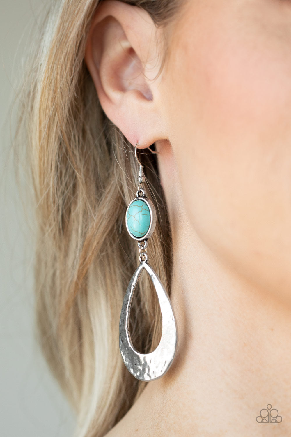 Badlands Baby Blue Earring - Paparazzi Accessories