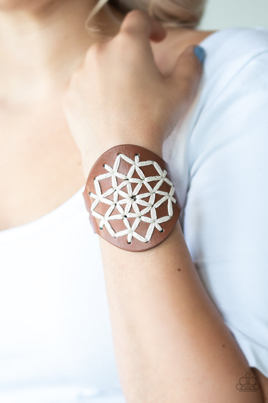 A Cross-Stitch In Time Brown Bracelet - Paparazzi Accessories