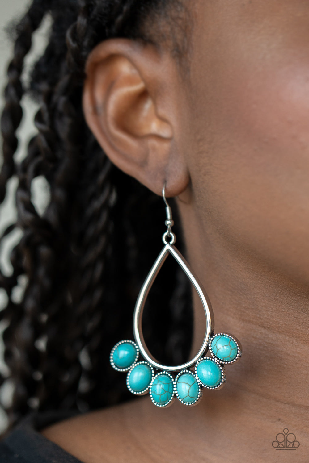 Stone Sky Blue Earring - Paparazzi Accessories