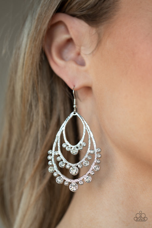 Break Out In TIERS White Earring - Paparazzi Accessories