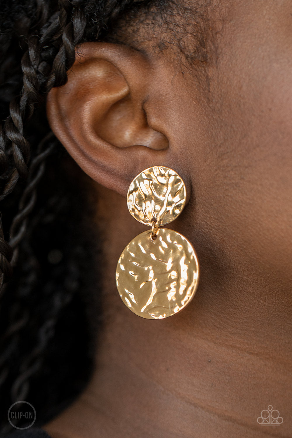 Relic Ripple Gold Clip-On Earring - Paparazzi Accessories
