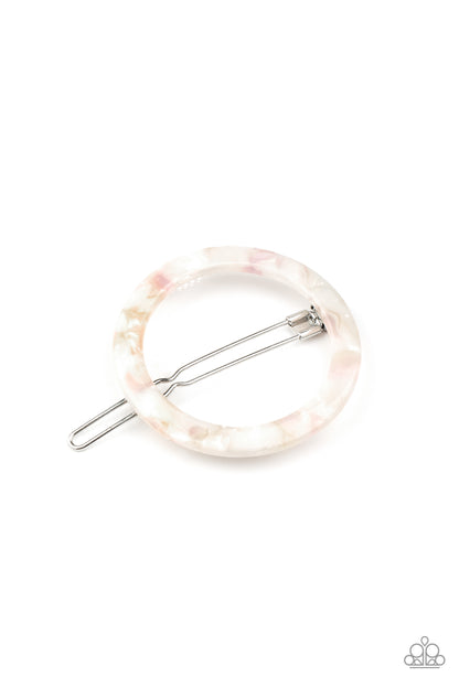 In The Round White Hair Clip - Paparazzi Accessories