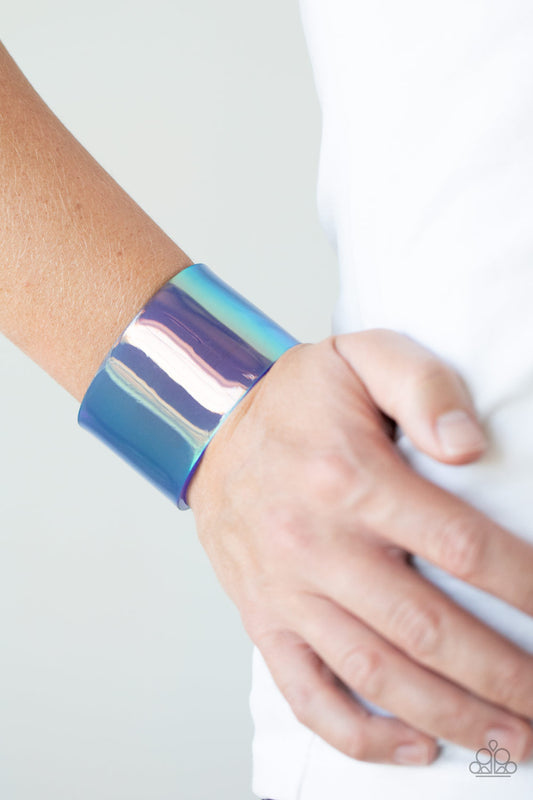 Holographic Aura Blue Cuff Bracelet - Paparazzi Accessories