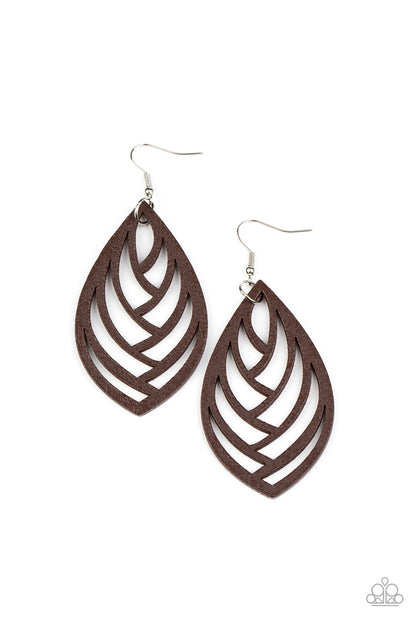Out of the Woodwork Brown Earring - Paparazzi Accessories