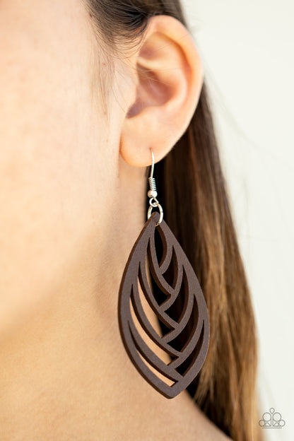 Out of the Woodwork Brown Earring - Paparazzi Accessories