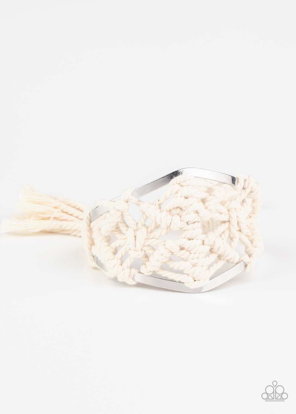 Macrame Mode White Cuff Bracelet - Paparazzi Accessories