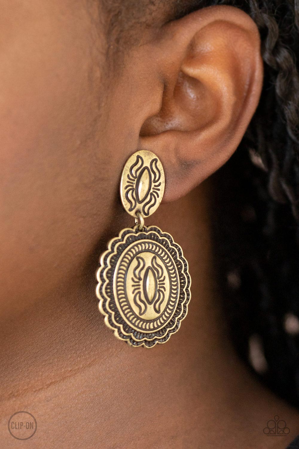 Ageless Artifact Brass Clip-On Earring