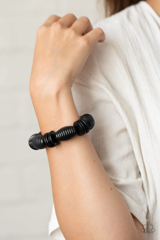 Caribbean Castaway Black Wooden Bracelet - Paparazzi Accessories